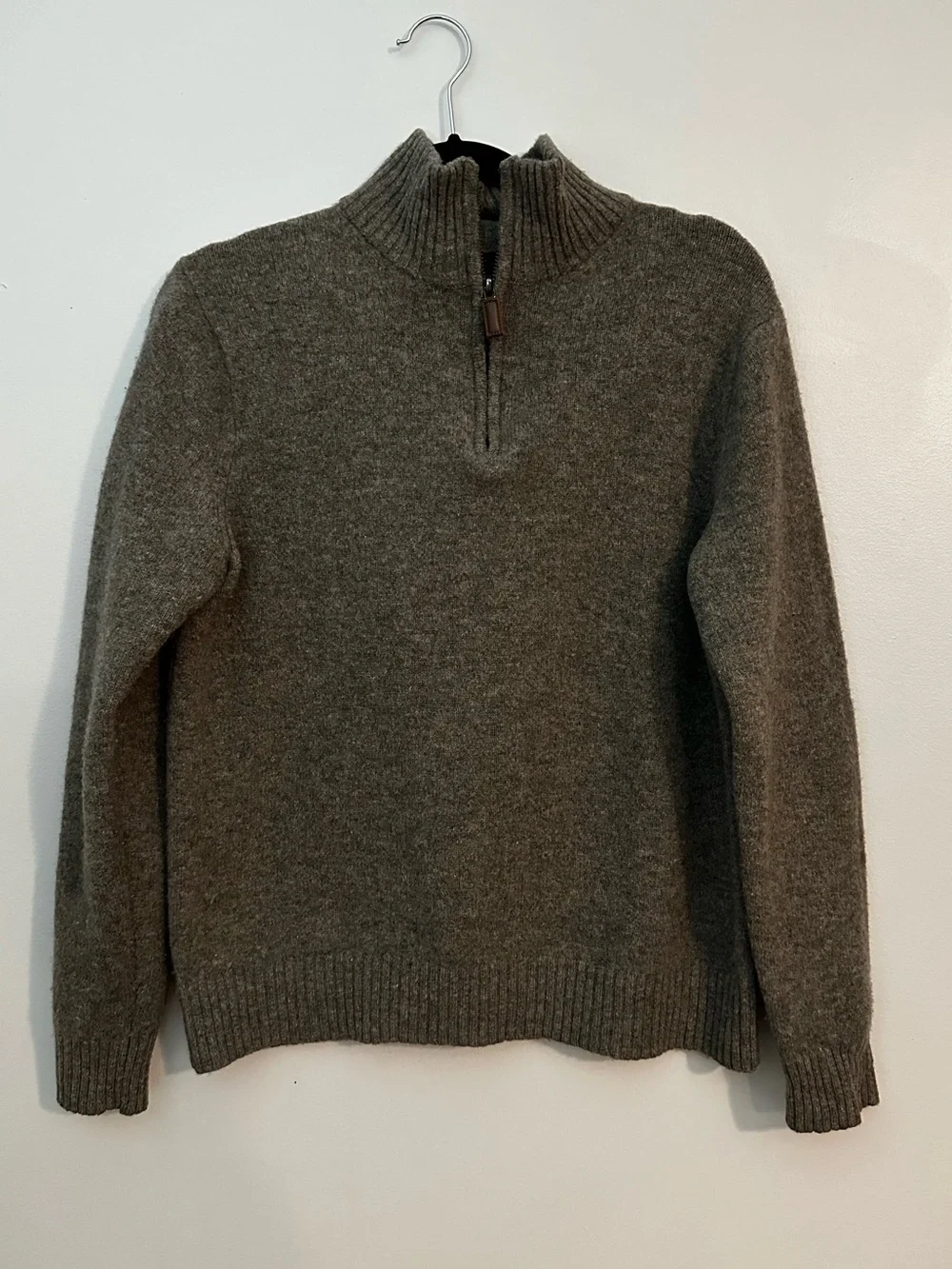 J Crew 100 % Lambswool 1/4 Quarter Zip Sweater Men’s Large Long Sleeve
